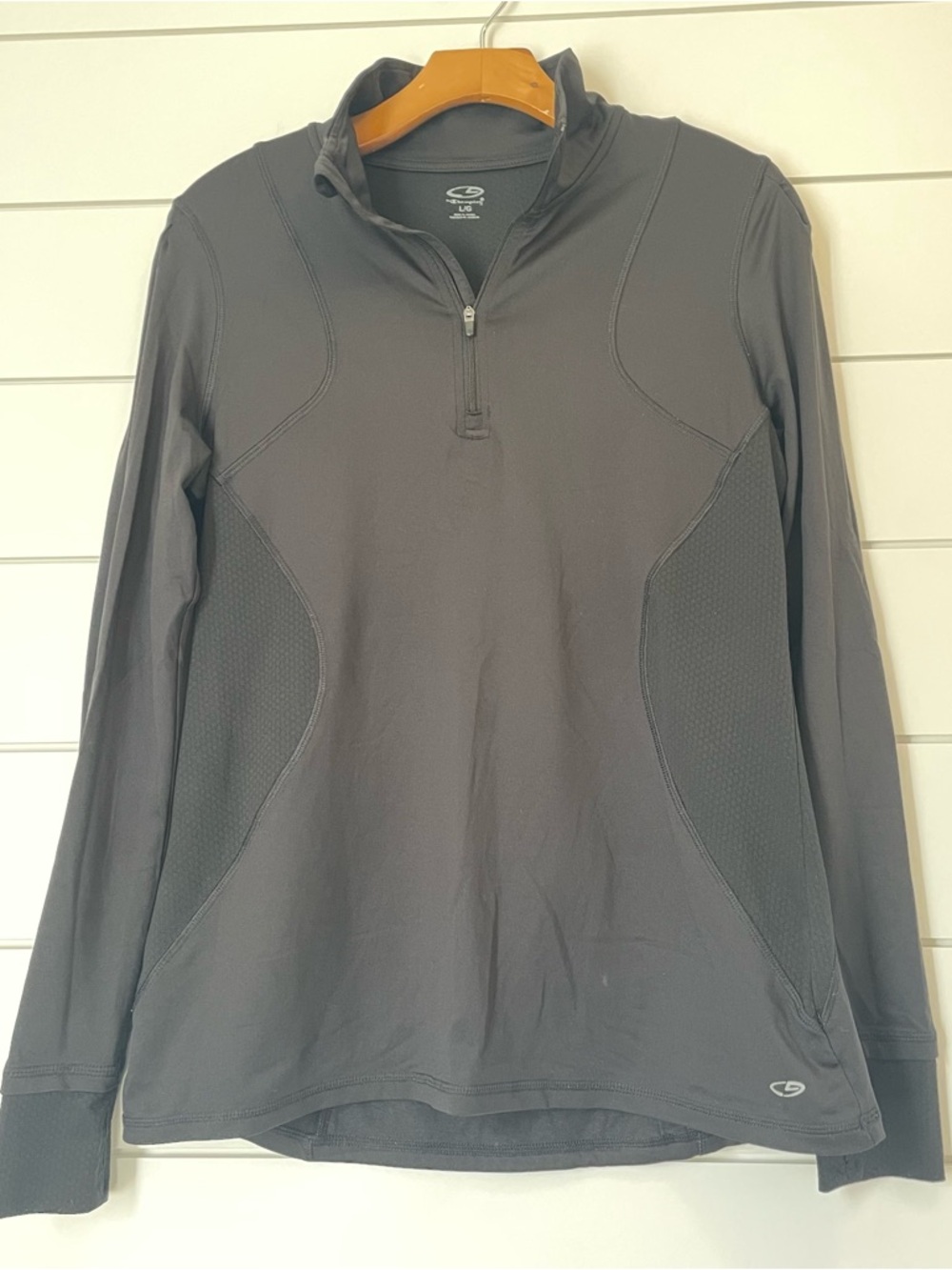Champion Black Quarter-Zip Athletic Running Pullover breathable